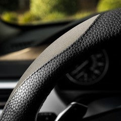 Gorla Gear Beige Leather Neoprene Steering Wheel Cover Easy Fast Installation Universal Fit 14.5 15 15.5 Inch Anti-Slip Safe Grip Car Truck Auto
